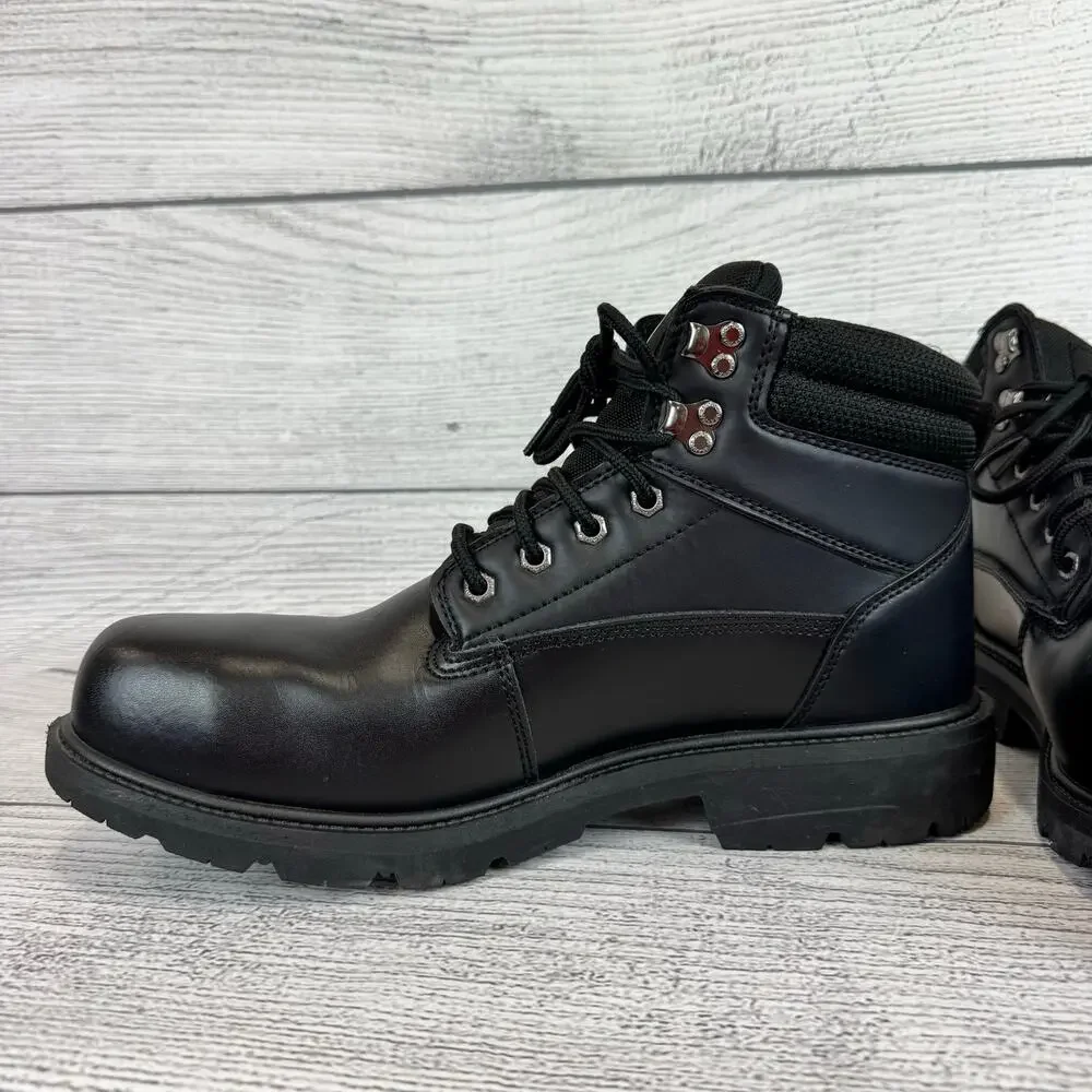 Brahma Men's Black Steel Toe Leather Heavy Duty Work Boots Size 14W